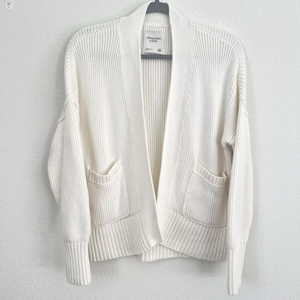 Abercrombie & Fitch Cardigan Womens XS Open Front Knit Sweater‎ Pockets *read